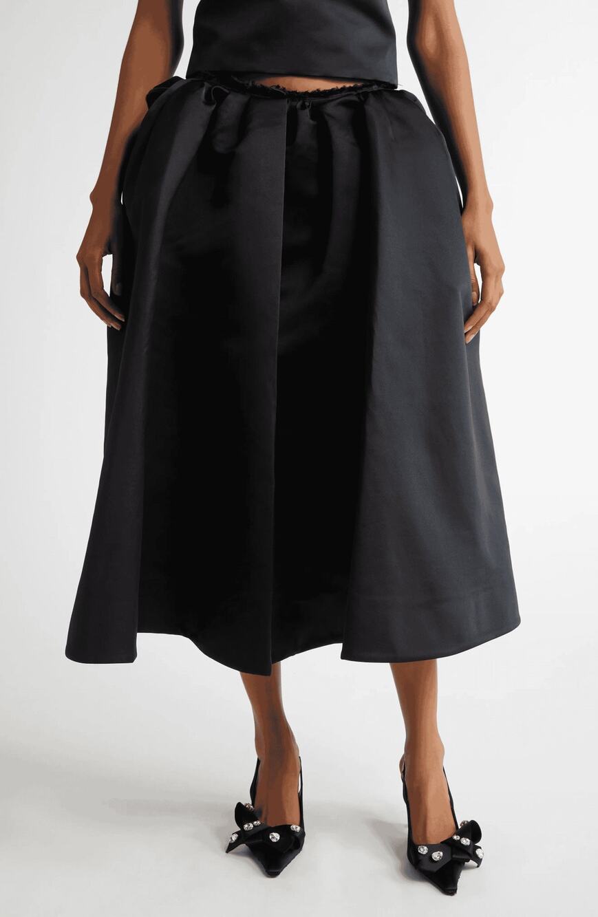 Shushu/tong Irregular Satin Midi Skirt - 6 US / 10 UK Black